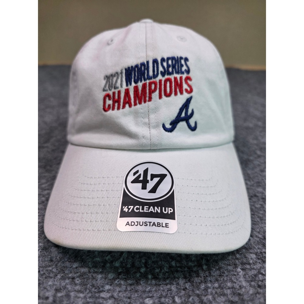Atlanta Braves World Series Champions Hat OSFA 47 Brand 2021 White Clean Up Cap